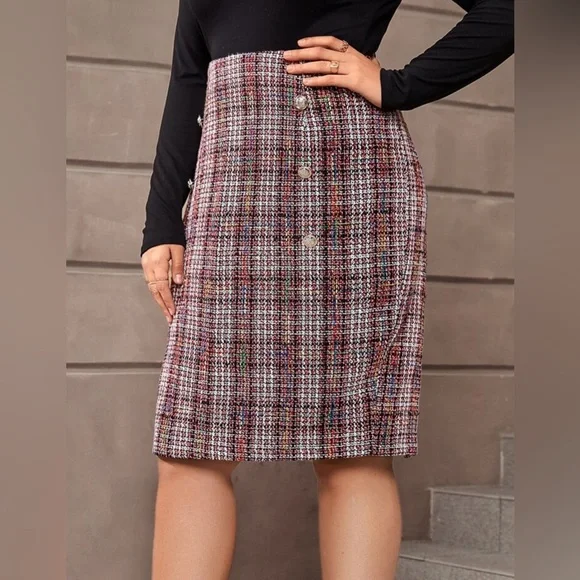 ❤️ FREE with any purchase 🙏🏽 SHEIN 💖⚜️ Tweed High Waist Pencil Skirt - Picture 5 of 17
